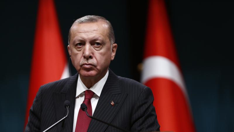 Turkish President Recep Tayyip Erdogan speaks during a news conference Tuesday at the presidential palace in Ankara. Turkish President Recep Tayyip Erdogan speaks during a news conference Tuesday at the presidential palace in Ankara.