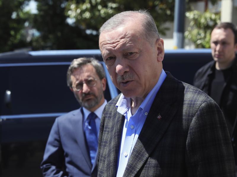 Turkish President Recep Tayyip Erdogan speaks to the media after Friday prayers in Istanbul, Turkey on Friday. Turkish President Recep Tayyip Erdogan speaks to the media after Friday prayers in Istanbul, Turkey on Friday.