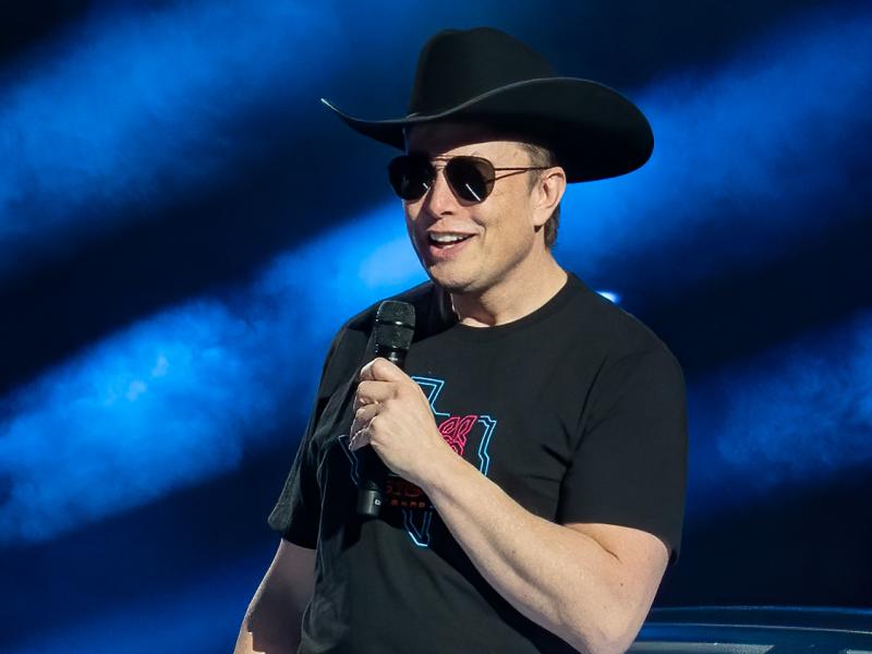 Tesla CEO Elon Musk speaks at the Tesla Giga Texas manufacturing "Cyber Rodeo" grand opening party on April 7, 2022 in Austin, Texas. Tesla CEO Elon Musk speaks at the Tesla Giga Texas manufacturing "Cyber Rodeo" grand opening party on April 7, 2022 in Austin, Texas.