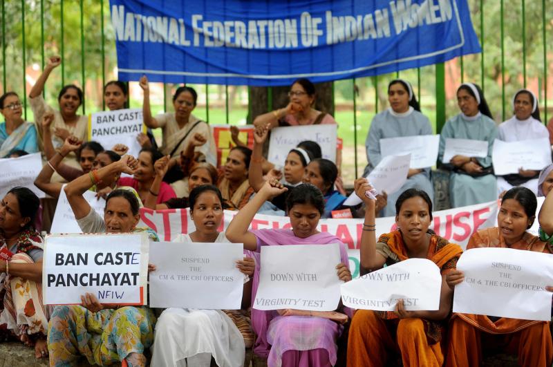 Activists in India protest against virginity tests in the states of Madhya Pradesh and Kerala in 2009. Activists in India protest against virginity tests in the states of Madhya Pradesh and Kerala in 2009.