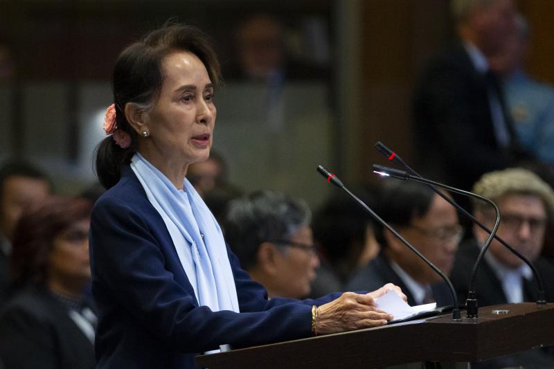 Aung San Suu Kyi, Myanmar's de facto leader, addresses the International Court of Justice during last month's hearings in The Hague, Netherlands. The court has announced that a decision in the case will be issued next week. Aung San Suu Kyi, Myanmar's de facto leader, addresses the International Court of Justice during last month's hearings in The Hague, Netherlands. The court has announced that a decision in the case will be issued next week.