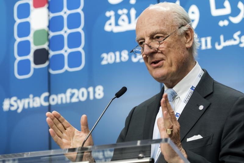 U.N. Special Envoy for Syria Staffan de Mistura, shown here at a conference in April, says he will leave his post the last week of November. U.N. Special Envoy for Syria Staffan de Mistura, shown here at a conference in April, says he will leave his post the last week of November.