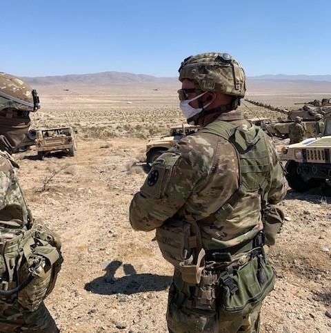 National Guard soldiers take part in desert training at Fort Irwin, Calif. National Guard soldiers take part in desert training at Fort Irwin, Calif.