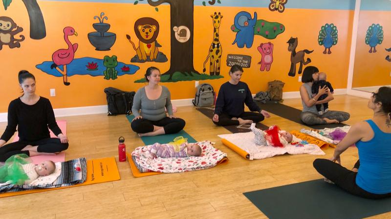 In 2018, U.S. birthrates fell for nearly all racial and age groups, the CDC says. Here, mothers and babies attend a yoga class in Culver City, Calif., in March. In 2018, U.S. birthrates fell for nearly all racial and age groups, the CDC says. Here, mothers and babies attend a yoga class in Culver City, Calif., in March.