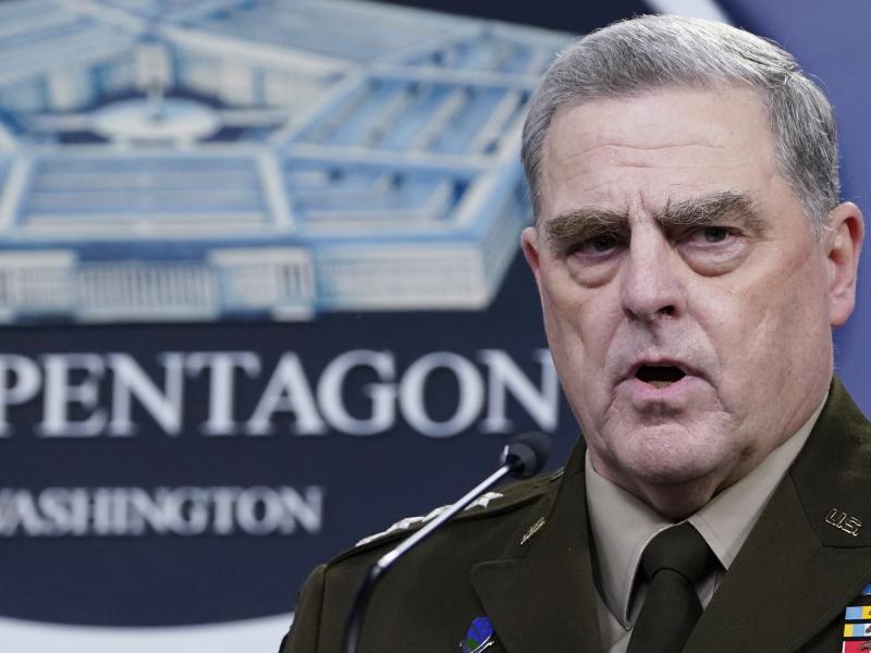 Chairman of the Joint Chiefs of Staff Gen. Mark Milley speaks during a briefing with Secretary of Defense Lloyd Austin in September at the Pentagon in Washington. The top U.S. military officer met with his Russian counterpart Wednesday Sept. 22, 2021 in H Chairman of the Joint Chiefs of Staff Gen. Mark Milley speaks during a briefing with Secretary of Defense Lloyd Austin in September at the Pentagon in Washington. The top U.S. military officer met with his Russian counterpart Wednesday Sept. 22, 2021 in H