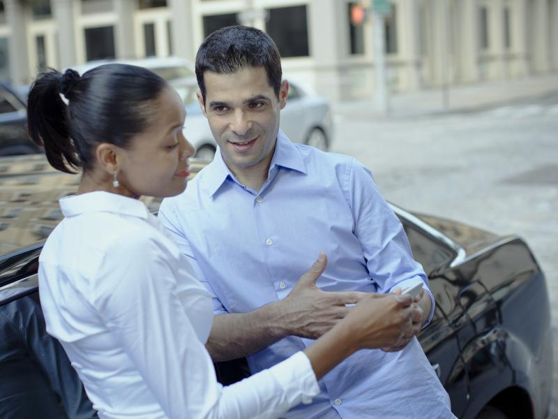 Juno CEO Talmon Marco talks with driver Fara Louis Jeune. The company recruited drivers by looking at Uber cars with the highest ratings. Juno CEO Talmon Marco talks with driver Fara Louis Jeune. The company recruited drivers by looking at Uber cars with the highest ratings.