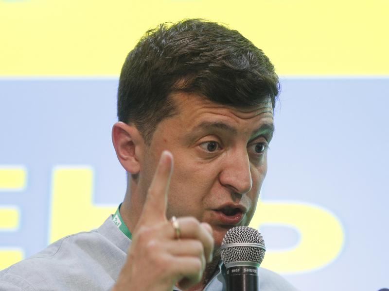 Ukrainian President Volodymyr Zelensky speaks at his the 'Servant of the People' political party's headquarters after the parliamentary elections in Kiev, Ukraine, on Sunday. Ukrainian President Volodymyr Zelensky speaks at his the 'Servant of the People' political party's headquarters after the parliamentary elections in Kiev, Ukraine, on Sunday.