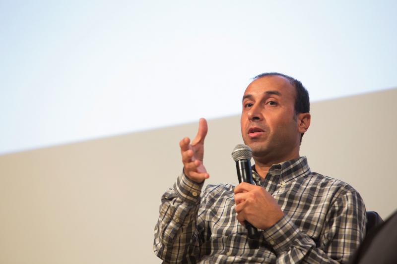 Mohammad Alahmad, a Syrian academic, speaks at a New University in Exile Consortium event last week. Alahmad continued teaching at Raqqa University until ISIS shut down the school. "I decided to stay to help students," he said, "to continue teaching as mu Mohammad Alahmad, a Syrian academic, speaks at a New University in Exile Consortium event last week. Alahmad continued teaching at Raqqa University until ISIS shut down the school. "I decided to stay to help students," he said, "to continue teaching as mu