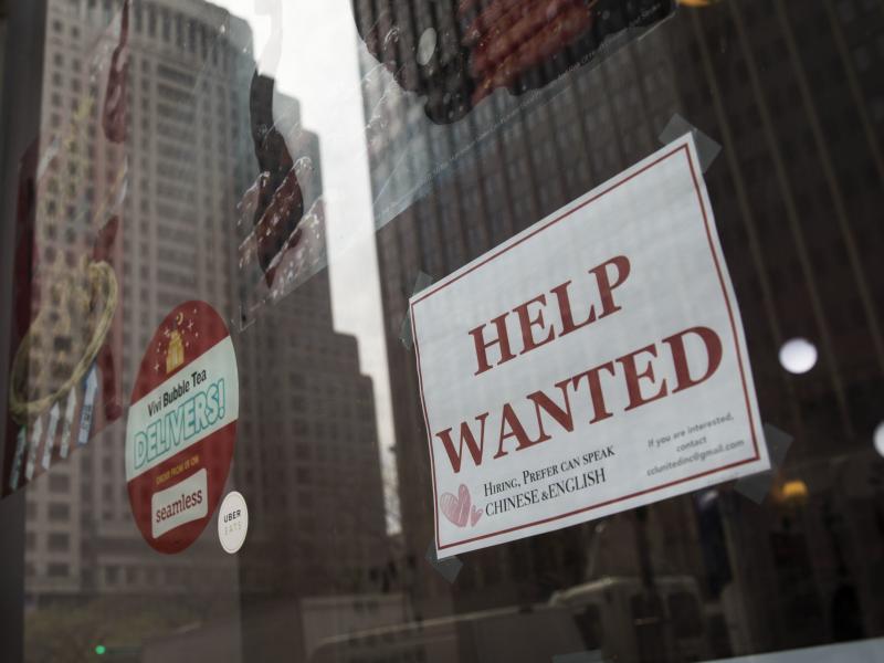 A "help wanted" sign hangs on a window of a restaurant in New York City. The U.S. economy gained a stronger-than-expected 223,000 jobs last month and the unemployment rate edged down to an 18-year low. A "help wanted" sign hangs on a window of a restaurant in New York City. The U.S. economy gained a stronger-than-expected 223,000 jobs last month and the unemployment rate edged down to an 18-year low.