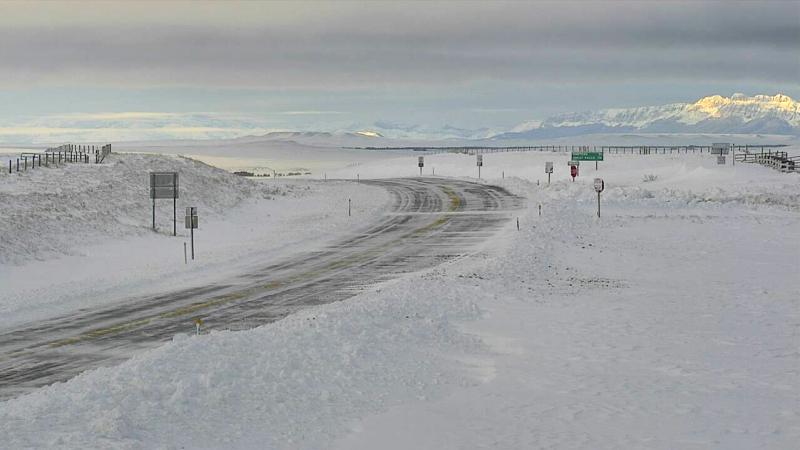 A highway webcam shows a snowy portion of U.S. Highway 89 near Pendroy, Mont., on Monday morning after a record-setting winter storm dumped snow on the northern Rockies. A highway webcam shows a snowy portion of U.S. Highway 89 near Pendroy, Mont., on Monday morning after a record-setting winter storm dumped snow on the northern Rockies.