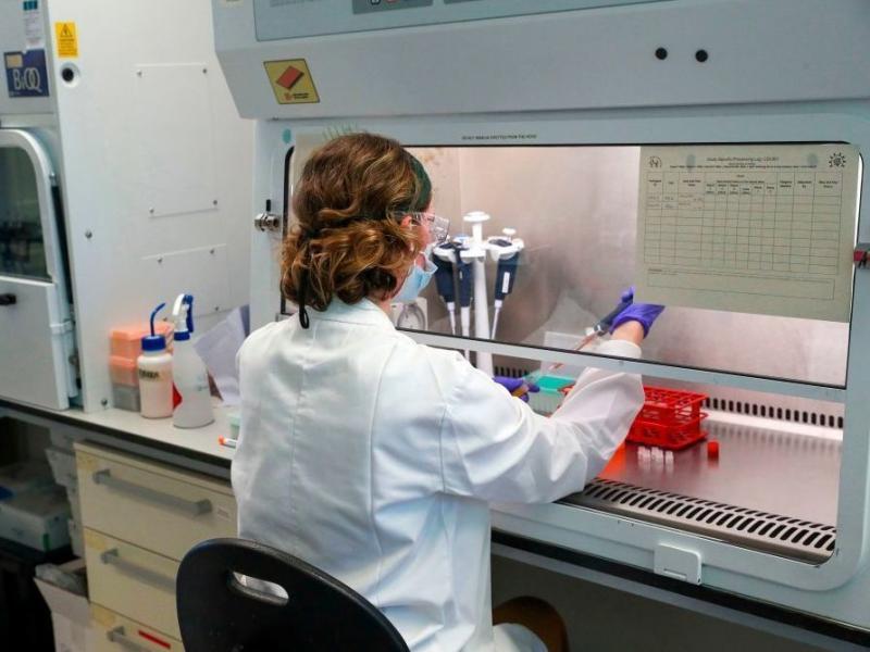 A scientist is pictured working during a visit by Britain's Prince William, Duke of Cambridge (unseen), to Oxford Vaccine Group's laboratory facility at the Churchill Hospital in Oxford, west of London on June 24, 2020, on his visit to learn more about th A scientist is pictured working during a visit by Britain's Prince William, Duke of Cambridge (unseen), to Oxford Vaccine Group's laboratory facility at the Churchill Hospital in Oxford, west of London on June 24, 2020, on his visit to learn more about th