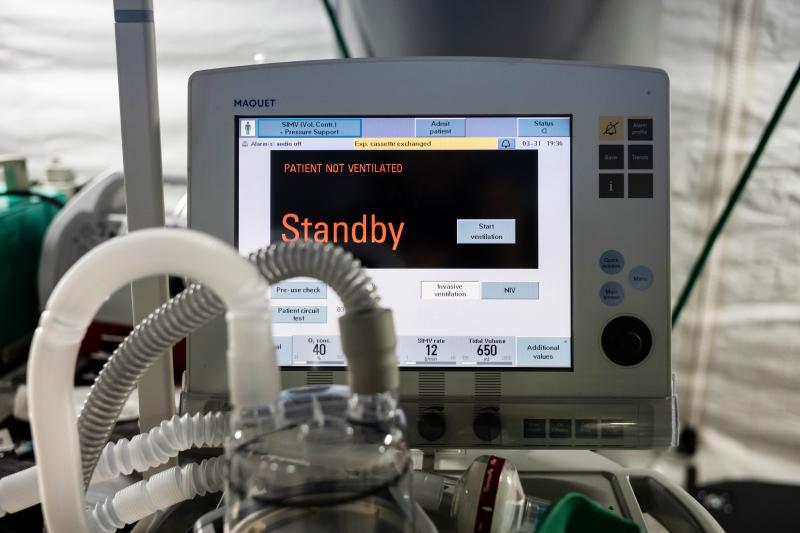 A ventilator and other hospital equipment is seen in an emergency field hospital to aid in the coronavirus pandemic in Central Park in New York City on Tuesday. A ventilator and other hospital equipment is seen in an emergency field hospital to aid in the coronavirus pandemic in Central Park in New York City on Tuesday.