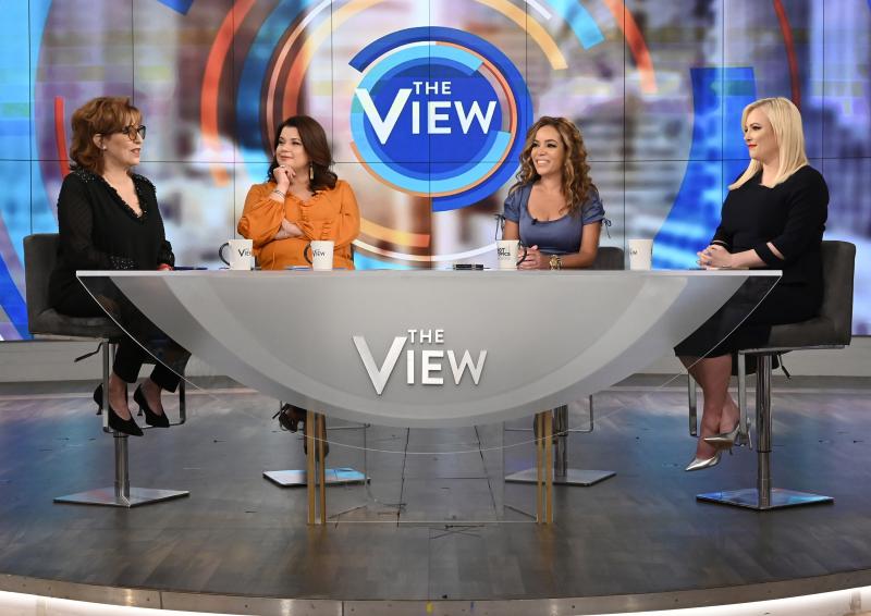 Ana Navarro (center left) and Sunny Hostin (center right) appear on The View on Aug. 2, 2019. The two were pulled live from the TV show on Friday, just before Vice President Harris was scheduled to join them onstage for an interview. Ana Navarro (center left) and Sunny Hostin (center right) appear on The View on Aug. 2, 2019. The two were pulled live from the TV show on Friday, just before Vice President Harris was scheduled to join them onstage for an interview.