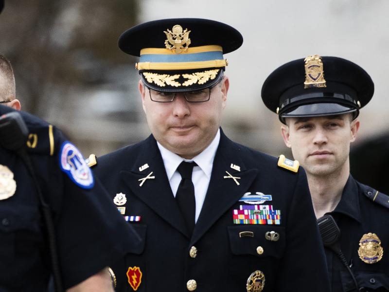 Army Lt. Col. Alexander Vindman arrives on Capitol Hill in October as part of the impeachment inquiry. Controversy has grown over an abnormal stall in Vindman's promotion to the rank of full colonel. Army Lt. Col. Alexander Vindman arrives on Capitol Hill in October as part of the impeachment inquiry. Controversy has grown over an abnormal stall in Vindman's promotion to the rank of full colonel.