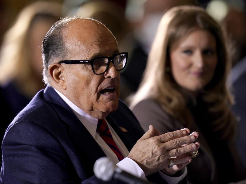 Rudy Giuliani, a lawyer for President Donald Trump, speaks at a hearing of the Pennsylvania State Senate Majority Policy Committee on Wednesday. Trump's legal challenge to the election contest in Pennsylvania was thrown out by a federal appeals court on F Rudy Giuliani, a lawyer for President Donald Trump, speaks at a hearing of the Pennsylvania State Senate Majority Policy Committee on Wednesday. Trump's legal challenge to the election contest in Pennsylvania was thrown out by a federal appeals court on F