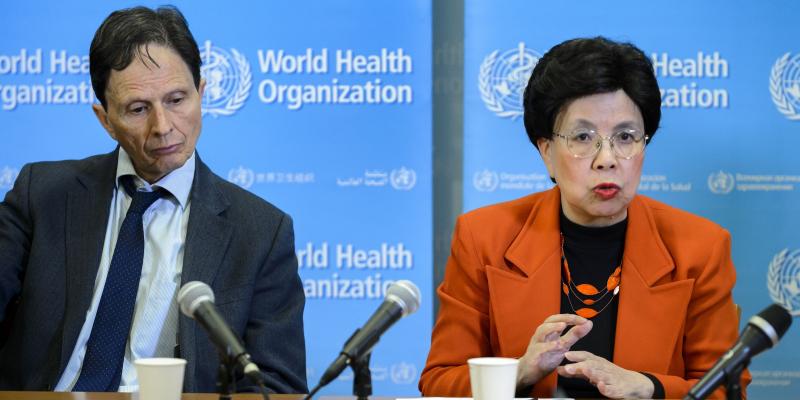 Dr. Margaret Chan, director-general of the World Health Organization, and Dr. David L. Heymann, WHO assistant director-general, announce the global emergency during a news conference Monday in Geneva. Dr. Margaret Chan, director-general of the World Health Organization, and Dr. David L. Heymann, WHO assistant director-general, announce the global emergency during a news conference Monday in Geneva.