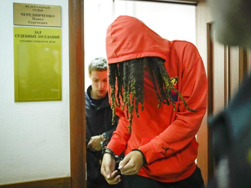 WNBA star and two-time Olympic gold medalist Brittney Griner leaves a courtroom in Khimki just outside Moscow, on Friday. WNBA star and two-time Olympic gold medalist Brittney Griner leaves a courtroom in Khimki just outside Moscow, on Friday.