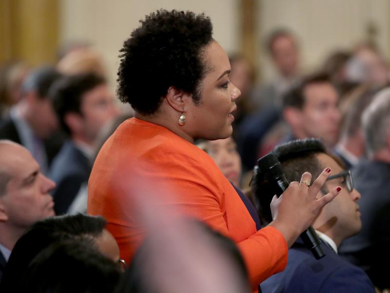Yamiche Alcindor on Nov. 7, 2018, at the White House. Yamiche Alcindor on Nov. 7, 2018, at the White House.