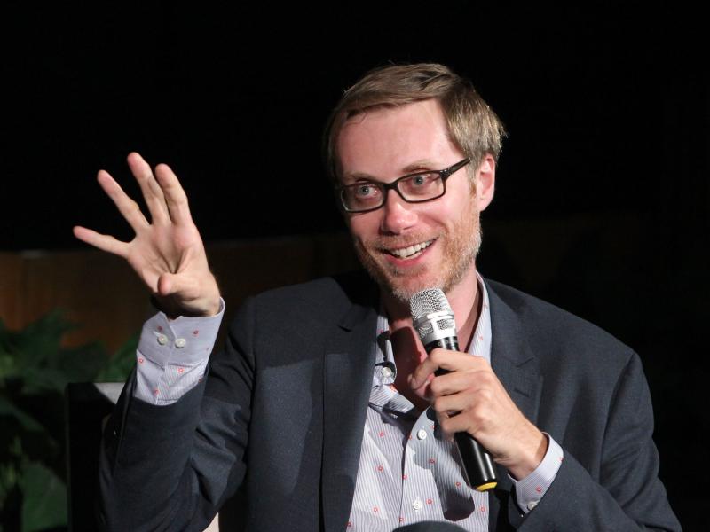Stephen Merchant on stage in Los Angeles Stephen Merchant on stage in Los Angeles