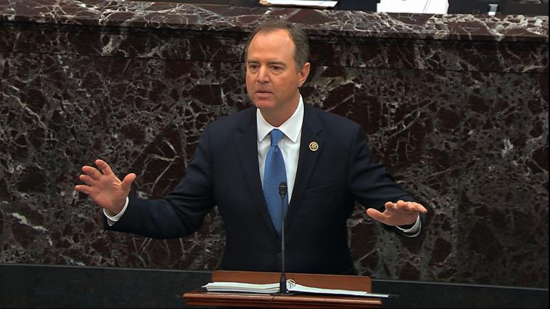 In this image from video, House impeachment manager Rep. Adam Schiff, D-Calif., speaks during the impeachment trial against President Trump in the Senate. In this image from video, House impeachment manager Rep. Adam Schiff, D-Calif., speaks during the impeachment trial against President Trump in the Senate.