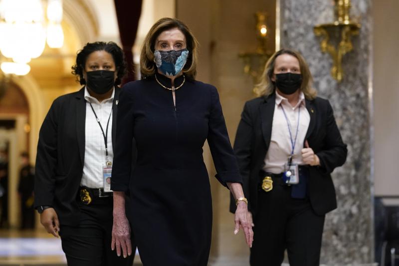 Speaker of the House Nancy Pelosi of Calif., walks through Statuary Hall on Capitol Hill on Wednesday. Speaker of the House Nancy Pelosi of Calif., walks through Statuary Hall on Capitol Hill on Wednesday.