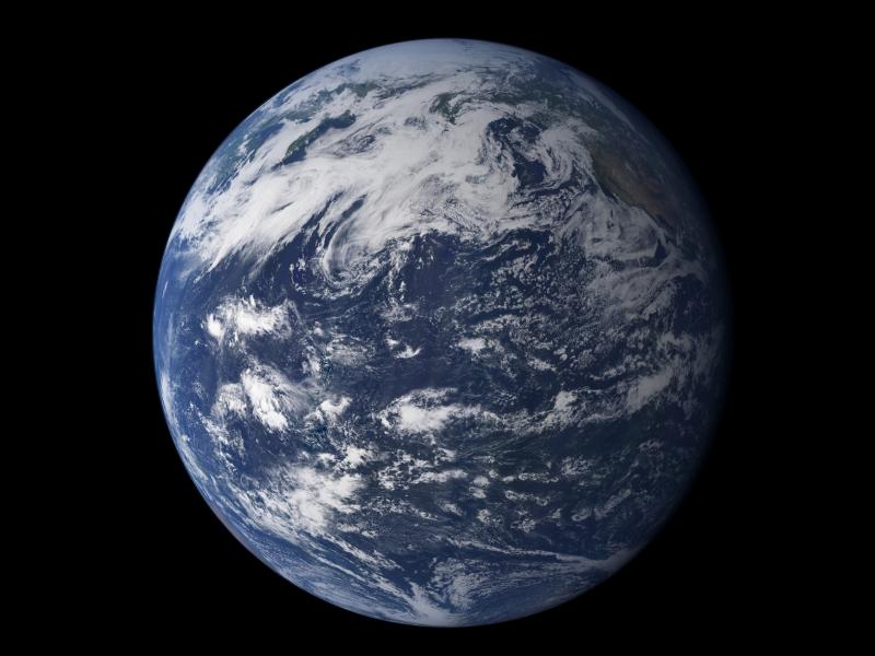 The Pacific Ocean from space. In both liquid and frozen form, water covers most of the Earth's surface, and there's been a debate among scientists about where all the water originated. The Pacific Ocean from space. In both liquid and frozen form, water covers most of the Earth's surface, and there's been a debate among scientists about where all the water originated.