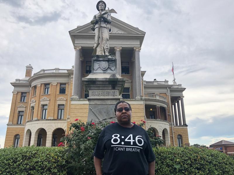Demetria McFarland, who is spearheading the move to relocate the Confederate statue, says growing up in Marshall, Texas, "We always knew what it stood for. It was just one of those taboo things." Demetria McFarland, who is spearheading the move to relocate the Confederate statue, says growing up in Marshall, Texas, "We always knew what it stood for. It was just one of those taboo things."