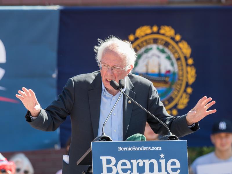 PLYMOUTH, NH - SEPTEMBER 29: Democratic presidential candidate, Sen. Bernie Sanders (I-VT) speaks during his event at Plymouth State University. PLYMOUTH, NH - SEPTEMBER 29: Democratic presidential candidate, Sen. Bernie Sanders (I-VT) speaks during his event at Plymouth State University.