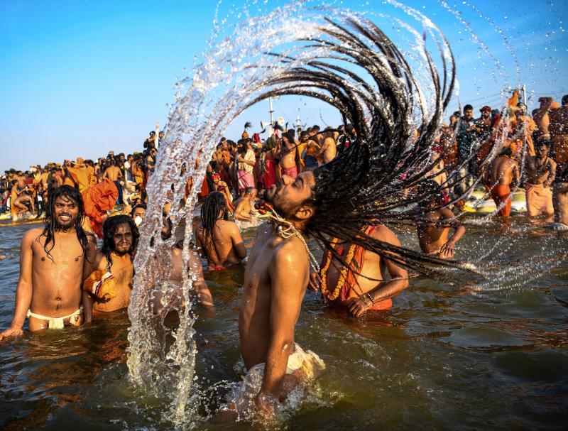 Hindu holy men sample the sacred waters, which are believed to be restorative, with the power to cleanse sin. Hindu holy men sample the sacred waters, which are believed to be restorative, with the power to cleanse sin.