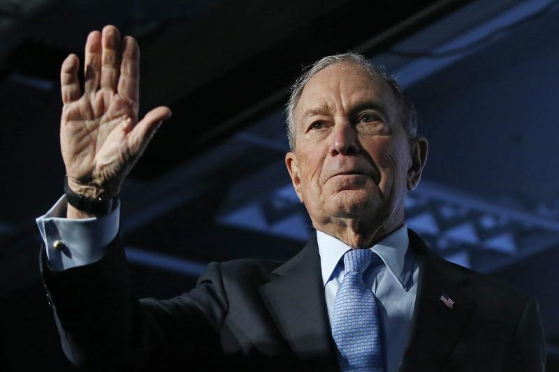 Democratic presidential candidate and former New York City Mayor Mike Bloomberg waves after speaking at a campaign event on Thursday. Democratic presidential candidate and former New York City Mayor Mike Bloomberg waves after speaking at a campaign event on Thursday.