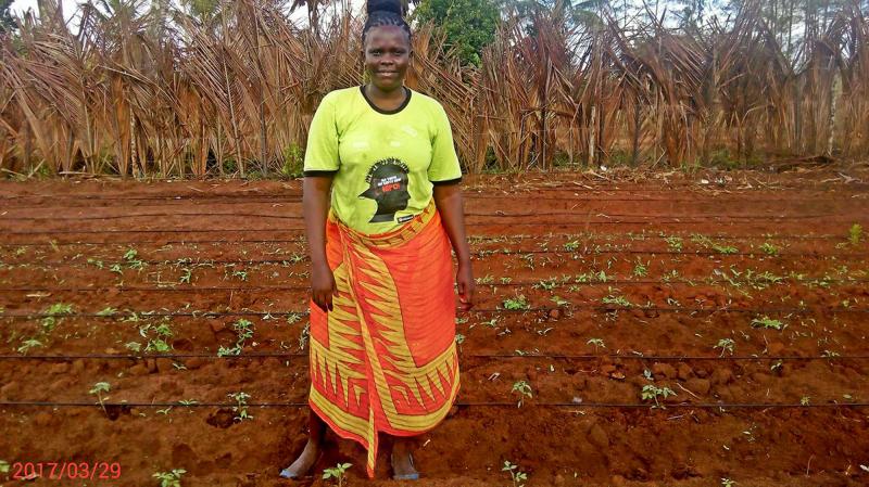 Faith with her beloved tomato seedlings. Faith with her beloved tomato seedlings.