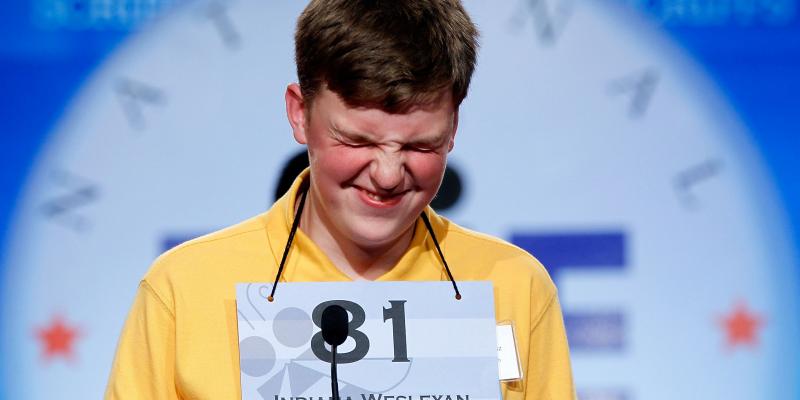 Nathan J. Marcisz of Marion, Ind., focuses intently as he spells a word during the 2010 Scripps National Spelling Bee. Nathan J. Marcisz of Marion, Ind., focuses intently as he spells a word during the 2010 Scripps National Spelling Bee.