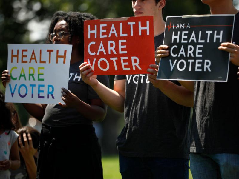 Demonstrators held signs outside the U.S. Capitol in Washington DC on June 26, 2018 while Democratic leaders called on the Trump administration to uphold the preexisting conditions provision of the Affordable Care Act. Now the issue may be decided in cour Demonstrators held signs outside the U.S. Capitol in Washington DC on June 26, 2018 while Democratic leaders called on the Trump administration to uphold the preexisting conditions provision of the Affordable Care Act. Now the issue may be decided in cour