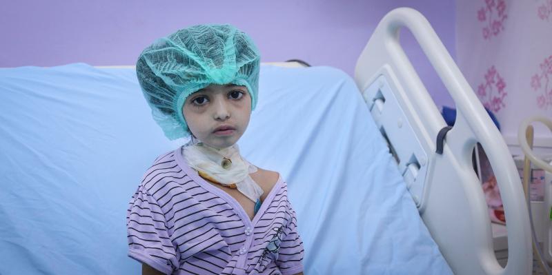 Sara, a 10-year-old at al Thawra hospital in Hodeidah, Yemen, is half paralyzed by diphtheria, an illness that can be prevented by vaccination. She subsequently had to leave the hospital because of the violence. Sara, a 10-year-old at al Thawra hospital in Hodeidah, Yemen, is half paralyzed by diphtheria, an illness that can be prevented by vaccination. She subsequently had to leave the hospital because of the violence.