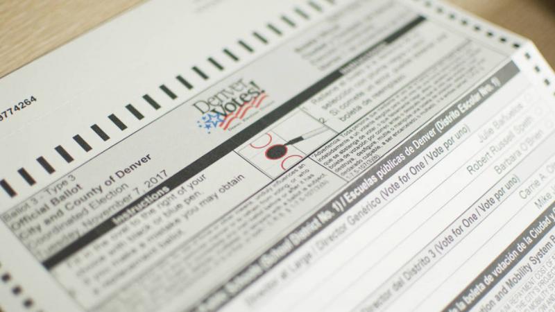 A mail-in ballot for Denver, Colo. There are local elections on Tuesday and there's been a struggle to find candidates to run in many parts of Colorado. A mail-in ballot for Denver, Colo. There are local elections on Tuesday and there's been a struggle to find candidates to run in many parts of Colorado.