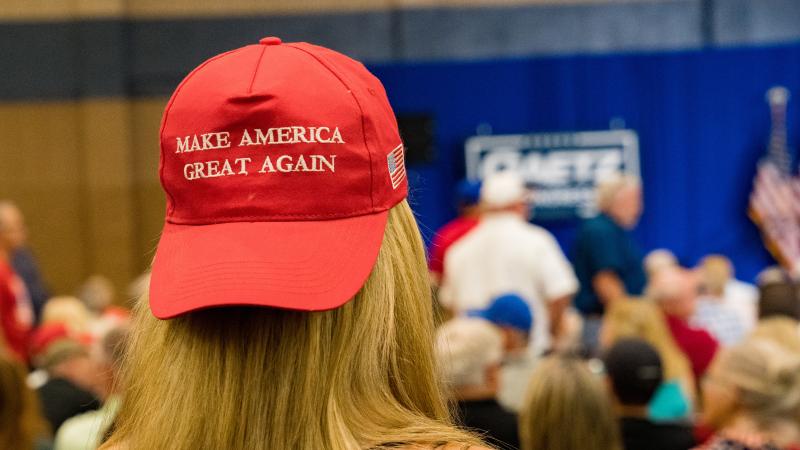 Supporters of former President Donald Trump gather to hear Reps. Marjorie Taylor Greene, R-Ga., and Matt Gaetz, R-Fla., speak last week at a rally in Dalton, Ga. Supporters of former President Donald Trump gather to hear Reps. Marjorie Taylor Greene, R-Ga., and Matt Gaetz, R-Fla., speak last week at a rally in Dalton, Ga.