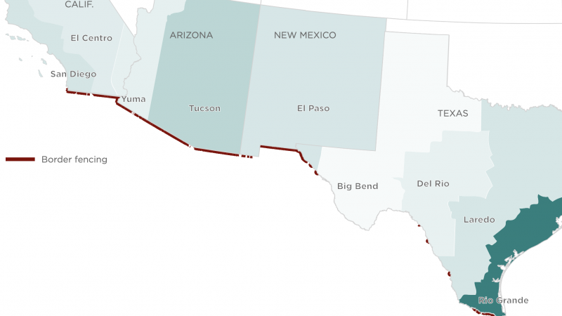 Map of southwestern border Map of southwestern border
