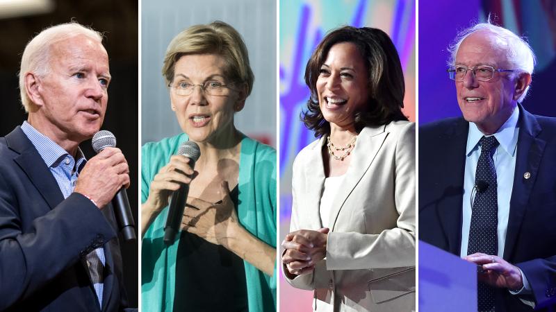 Former Vice President Joe Biden (left), Sen. Elizabeth Warren, Sen. Kamala Harris and Sen. Bernie Sanders are among the Democratic candidates running for president. Former Vice President Joe Biden (left), Sen. Elizabeth Warren, Sen. Kamala Harris and Sen. Bernie Sanders are among the Democratic candidates running for president.