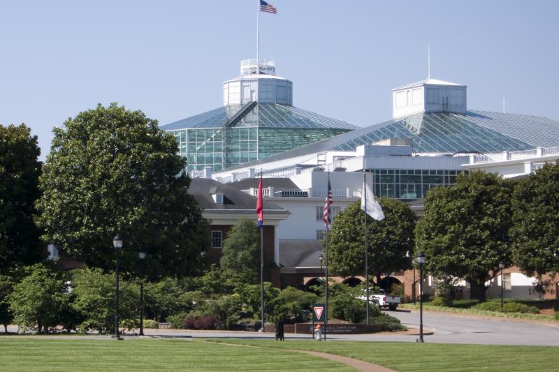 A major gathering of anti-vaccine activists will take place this weekend at the Gaylord Opryland Resort & Convention Center in Nashville, Tenn. While the hotel, seen here, encourages guests to wear masks, they are not mandatory. A major gathering of anti-vaccine activists will take place this weekend at the Gaylord Opryland Resort & Convention Center in Nashville, Tenn. While the hotel, seen here, encourages guests to wear masks, they are not mandatory.