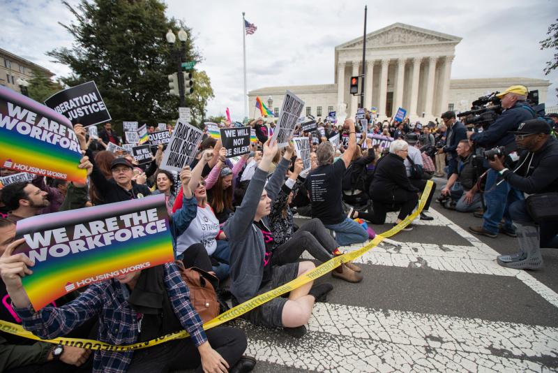 Supporters of LGBTQ rights took to the street in a demonstration in front of the U.S. Supreme Court last October. Supporters of LGBTQ rights took to the street in a demonstration in front of the U.S. Supreme Court last October.