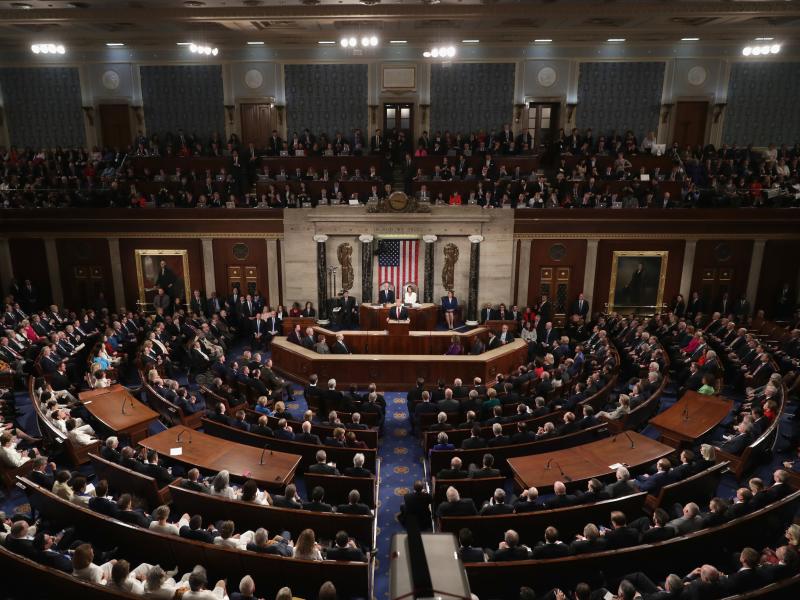 President Trump delivers the State of the Union address in the chamber of the U.S. House of Representatives on Feb. 5. President Trump delivers the State of the Union address in the chamber of the U.S. House of Representatives on Feb. 5.