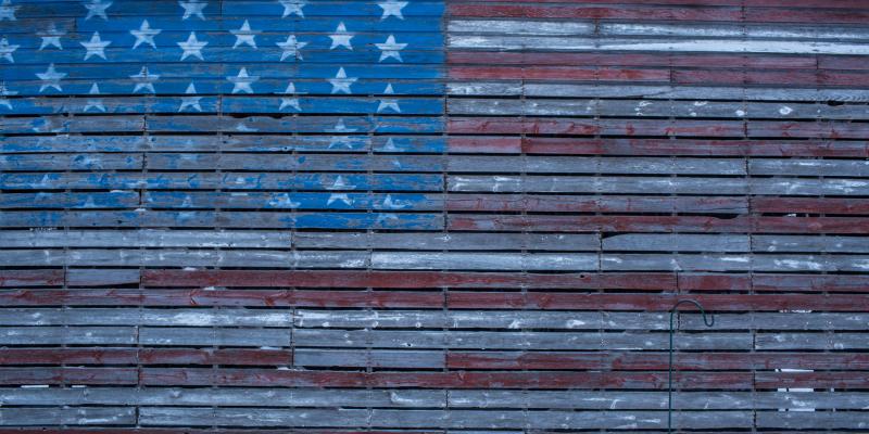 An American flag is painted on the side of a barn outside Webster City, Iowa. An American flag is painted on the side of a barn outside Webster City, Iowa.