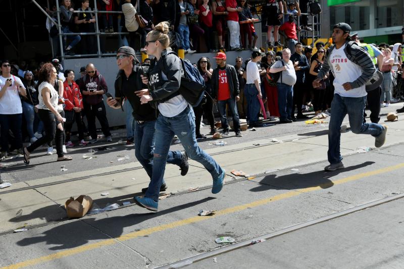 Crowds scatter after reports of shots fired in Nathan Phillips Square in Toronto in June. By the end of 2019, more than 760 people had been shot in the city, 44 of whom were killed. Crowds scatter after reports of shots fired in Nathan Phillips Square in Toronto in June. By the end of 2019, more than 760 people had been shot in the city, 44 of whom were killed.