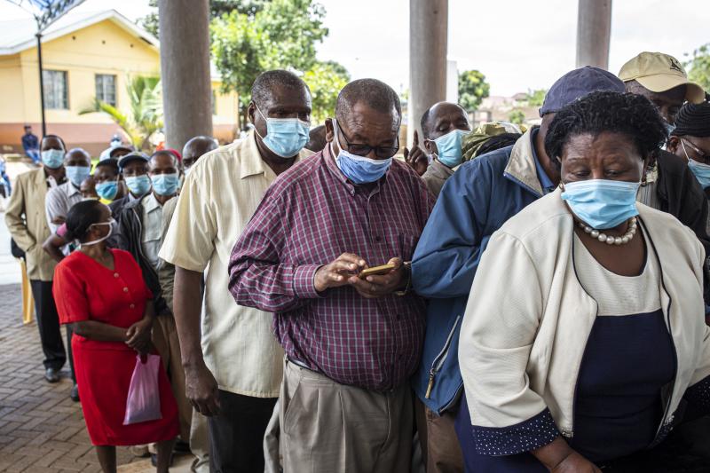 Vaccine doses are in short supply in African countries — and even when they arrive, there may not be a way to get them into people's arms in a timely fashion. Above: People wait to get vaccinated at a hospital in Thika, Kenya, in March. Vaccine doses are in short supply in African countries — and even when they arrive, there may not be a way to get them into people's arms in a timely fashion. Above: People wait to get vaccinated at a hospital in Thika, Kenya, in March.