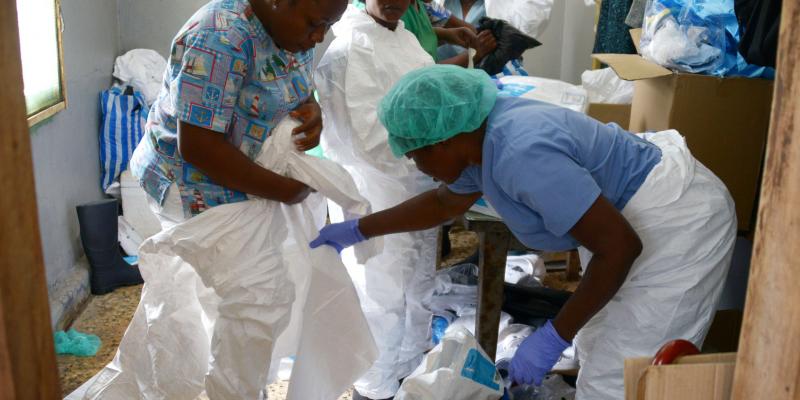 Medical workers in Monrovia, Liberia, put on their protective suits before treating Ebola patients Medical workers in Monrovia, Liberia, put on their protective suits before treating Ebola patients