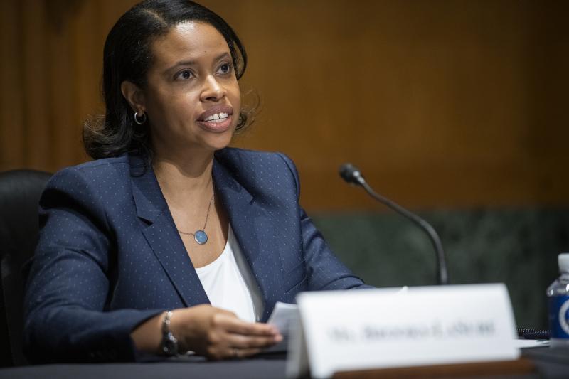 Chiquita Brooks-LaSure appears during a Senate Committee on Finance hearing for her nomination to be Administrator, Centers for Medicare and Medicaid Services, United States Department of Health and Human Services, in Washington, D.C., on April 15, 2021. Chiquita Brooks-LaSure appears during a Senate Committee on Finance hearing for her nomination to be Administrator, Centers for Medicare and Medicaid Services, United States Department of Health and Human Services, in Washington, D.C., on April 15, 2021.
