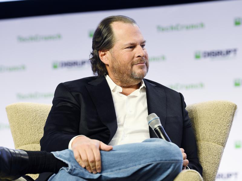 Salesforce CEO Marc Benioff speaks onstage during the TechCrunch Disrupt San Francisco event in San Francisco on Oct. 3, 2019. Benioff is a proponent of stakeholder capitalism, the belief that companies must look out for the broader good. Salesforce CEO Marc Benioff speaks onstage during the TechCrunch Disrupt San Francisco event in San Francisco on Oct. 3, 2019. Benioff is a proponent of stakeholder capitalism, the belief that companies must look out for the broader good.