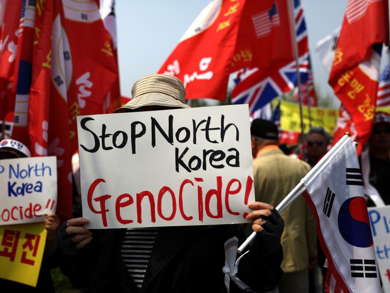 South Koreans protest against the April 27 inter-Korean summit, when North Korean leader Kim Jong Un and South Korean President Moon Jae-in met at the border. South Koreans protest against the April 27 inter-Korean summit, when North Korean leader Kim Jong Un and South Korean President Moon Jae-in met at the border.