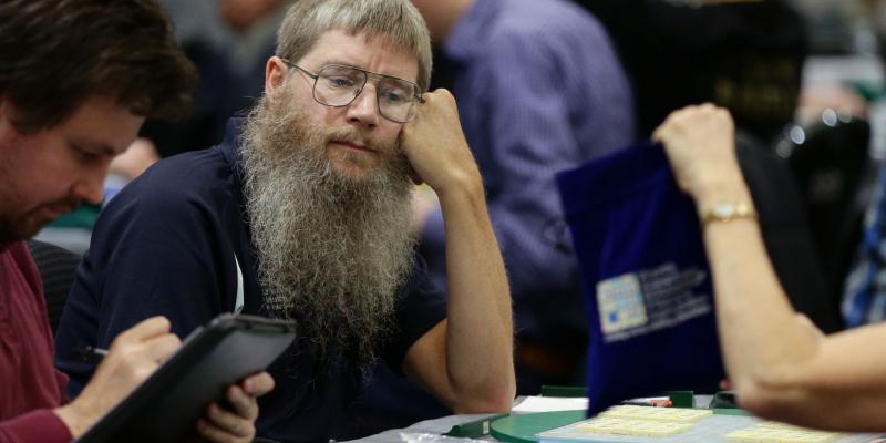 Nigel Richards, seen here at a Scrabble tournament last winter, won the French-language Scrabble championships Monday. He began studying the French Scrabble dictionary in May. Nigel Richards, seen here at a Scrabble tournament last winter, won the French-language Scrabble championships Monday. He began studying the French Scrabble dictionary in May.