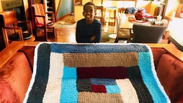 Eleven-year-old Jonah Larson's favorite hobby is crocheting, which he turned into a business. He made this blanket in January during a snow day from school. Eleven-year-old Jonah Larson's favorite hobby is crocheting, which he turned into a business. He made this blanket in January during a snow day from school.